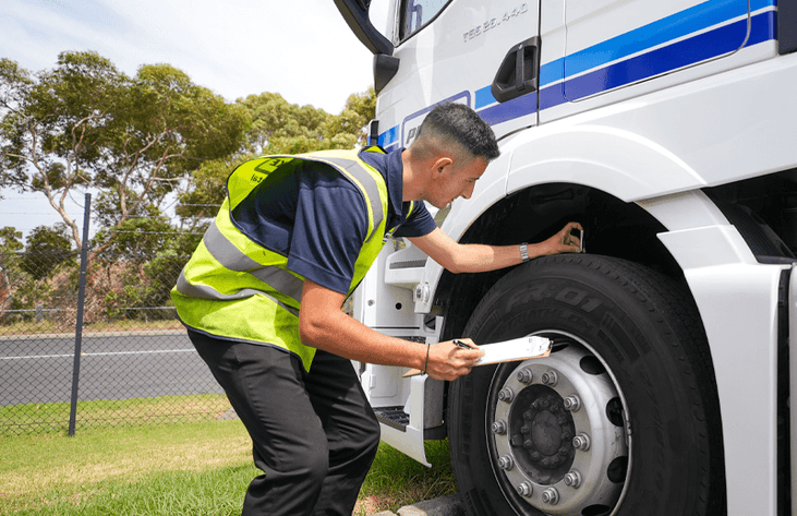 Truck getting inspected