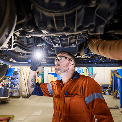 Technician working on a truck